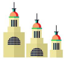 Three buildings with domes on top vector