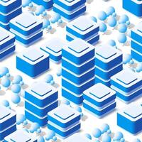 Isometric pattern of blue cubes on white background vector
