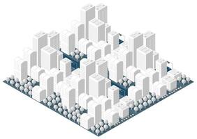Isometric cityscape skyscrapers and trees vector