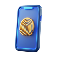 sumptuous creative Smartphone with fingerprint sensor illuminated with Transparent Background fine detail png