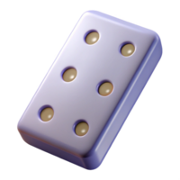 unparalleled retro Hyper-specific, isolated cutout, single domino tile, double six, professional render with Transparent Background precision png