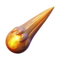 radiant timeless Ultra-detailed, photorealistic render, isolated cutout of a single, luminous, comet with a long, trailing tail with Transparent Background png