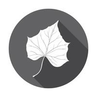 A leaf icon in a black circle with a long shadow vector