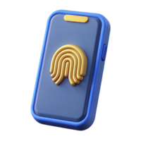 pristine impressionist Smartphone with fingerprint sensor illuminated with Transparent Background flawless png