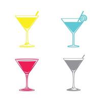 Four different colored martinis on a white background vector