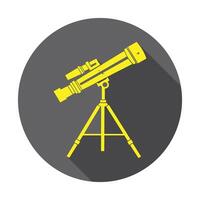 A flat icon of a telescope on a tripod vector