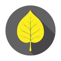 Yellow leaf icon on gray background with long shadow vector