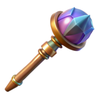 vibrant rare A powerful wizard staff topped with a pulsating crystal orb with Transparent Background png