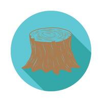 Tree stump icon with long shadow illustration vector