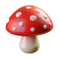 romantic breathtaking Isolated cutout of a hyper-specific, ultra-detailed single mushroom, red with white spots Professional render with Transparent Background authentic png