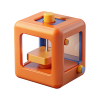 reflective captivating D printer printing a small object, with Transparent Background 8K png