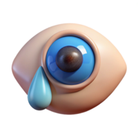 whimsical gorgeous Photorealistic isolated cutout of a human eye crying a single tear with Transparent Background studio quality png