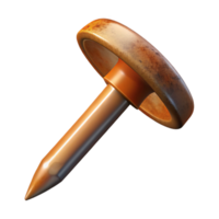 memorable retro Photorealistic, ultra-detailed, isolated cutout of a single, rusted, iron nail Hyper-specific texture and color with Transparent Background studio quality png