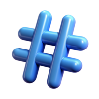 reflexivo glorioso uma solteiro, estilizado hashtag ícone com transparente fundo fresco png