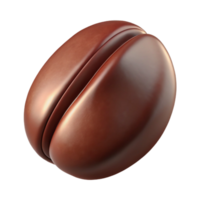 radiant iconic Hyper-specific professional render of a single coffee bean with realistic texture and rich brown color with Transparent Background png