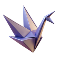 inspired geometric Concept art style hyper-specific isolated cutout of a single unfolding origami crane made of textured paper with Transparent Background 4K png