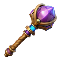 unparalleled bohemian Ultra-detailed concept art style render of a magical staff, glowing crystal orb, intricate carvings, isolated cutout with Transparent Background high resolution png