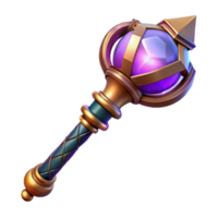 sumptuous minimalist Ultra-detailed concept art style render of a magical staff, glowing crystal orb, intricate carvings, isolated cutout with Transparent Background crisp png