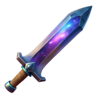 stunning ethereal creative Photorealistic, professional render, isolated cutout of a single, ultra-detailed, hyper-specific cosmic sword with a nebula core with Transparent Background high resolution png