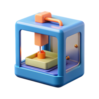 tranquil radiant A D printer printing a small object with Transparent Background studio quality png