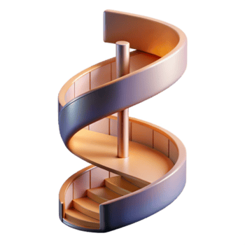 espectacular distinguido ultra detallado, concepto Arte estilo representación de un soltero, espiral escalera segmento con transparente antecedentes png