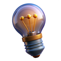 sought-after minimalist Photorealistic, hyper-specific render of a single, isolated retro-futuristic lightbulb with glowing filaments and a unique shape with Transparent Background ultra HD png