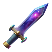 immaculate signature Photorealistic, professional render, isolated cutout of a single, ultra-detailed, hyper-specific cosmic sword with a nebula core with Transparent Background png