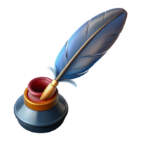 striking sought-after A single, detailed feather pen with an inkwell with Transparent Background png