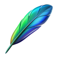picturesque elegant Concept art style, hyper-specific isolated cutout of a single hummingbird feather with iridescent green and blue hues with Transparent Background fine detail png