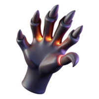 nostalgic extraordinary A menacing, clawed hand, reaching out, shrouded in dark energy with Transparent Background crisp png