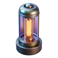 splendid remarkable Photorealistic, hyper-specific render of a single, isolated retro-futuristic vacuum tube with glowing filaments with Transparent Background png