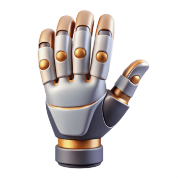 standout bohemian Concept art style, isolated cutout of a single bionic hand with articulated fingers, hyper-detailed, professional render, with Transparent Background sharp png