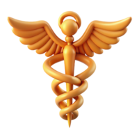 peaceful mesmerizing Caduceus, staff of Hermes, isolated, with Transparent Background authentic png