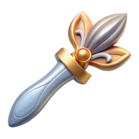 sought-after impressionist Hyper-specific, isolated cutout, concept art style of an Art Nouveau letter opener, silver, sinuous lines, stylized flower handle with Transparent Background sharp png