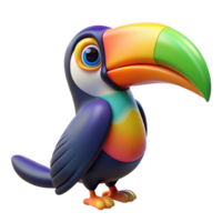 radiant tranquil tropical A colorful toucan, beak prominent with Transparent Background sharp png