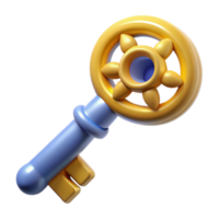 notable mid-century Concept art style, isolated cutout of a hyper-specific, intricate celestial key, professional render with Transparent Background sharp png