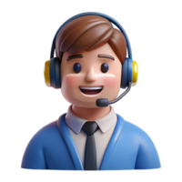 remarkable coastal Smiling customer service representative wearing a headset, with Transparent Background high quality png