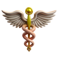 mesmerizing inspired Hyper-specific, isolated cutout Photorealistic render Single Hermes Caduceus, entwined snakes, wings detailed with Transparent Background png