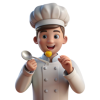 pristine abstract Chef tasting food from a spoon, with Transparent Background precision png