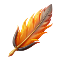 peaceful enchanting Concept art style, hyper-specific, isolated cutout of a single Phoenix feather, burning embers with Transparent Background 8K png
