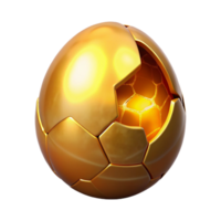 sumptuous standout A cracked, golden egg with a glowing core with Transparent Background png