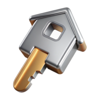 whimsical striking House key, metal key blank, with Transparent Background 8K png
