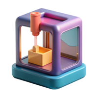 standout gothic A D printer printing a small object with Transparent Background crisp png
