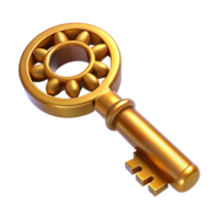 unforgettable traditional Concept art style, professional render, isolated cutout of a single, intricate clockwork key, antique, hyper-detailed with Transparent Background authentic png