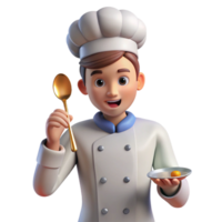 striking surreal Chef tasting food from a spoon, with Transparent Background studio quality png