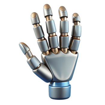 pristine quintessential Hyper-specific isolated cutout of a metallic, segmented robotic finger with articulated joints with Transparent Background png