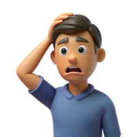tranquil serene Confused man, scratching head, furrowed brow, with Transparent Background gallery standard png
