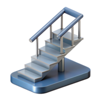 nostalgic sumptuous Concept art style, isolated cutout of a single, retractable staircase, steel with Transparent Background high resolution png