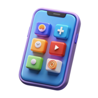 tranquil striking A smartphone displaying a social media app with Transparent Background masterfully captured png