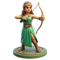 wonderful signature Artemis, Goddess of the Hunt, with bow and arrow, with Transparent Background png